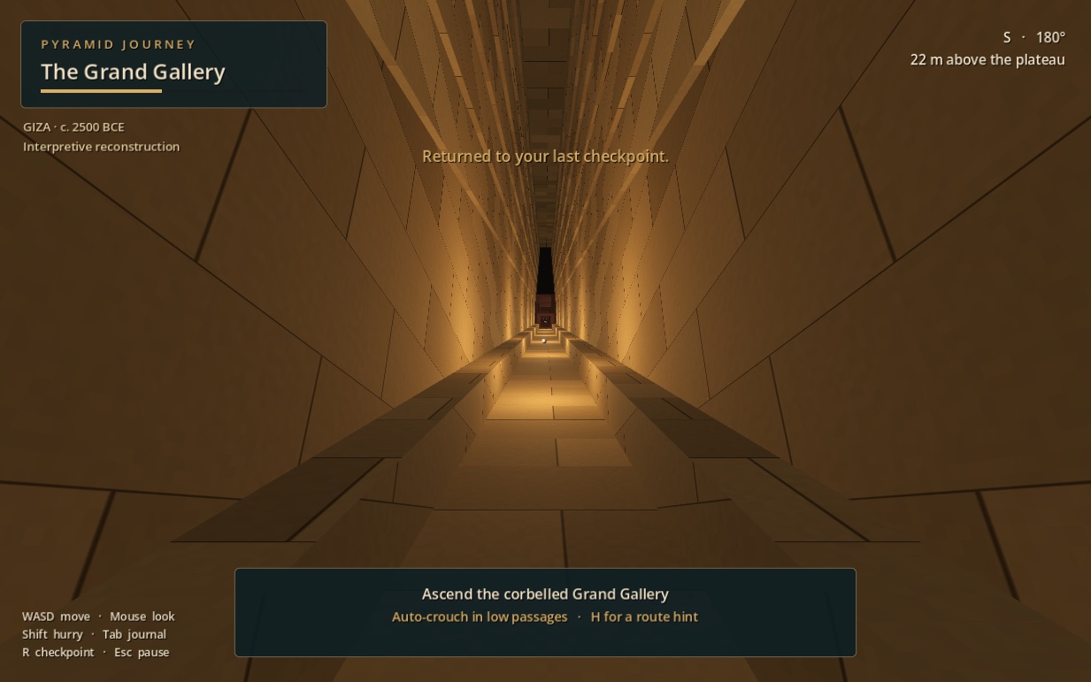 Ascending the corbelled Grand Gallery